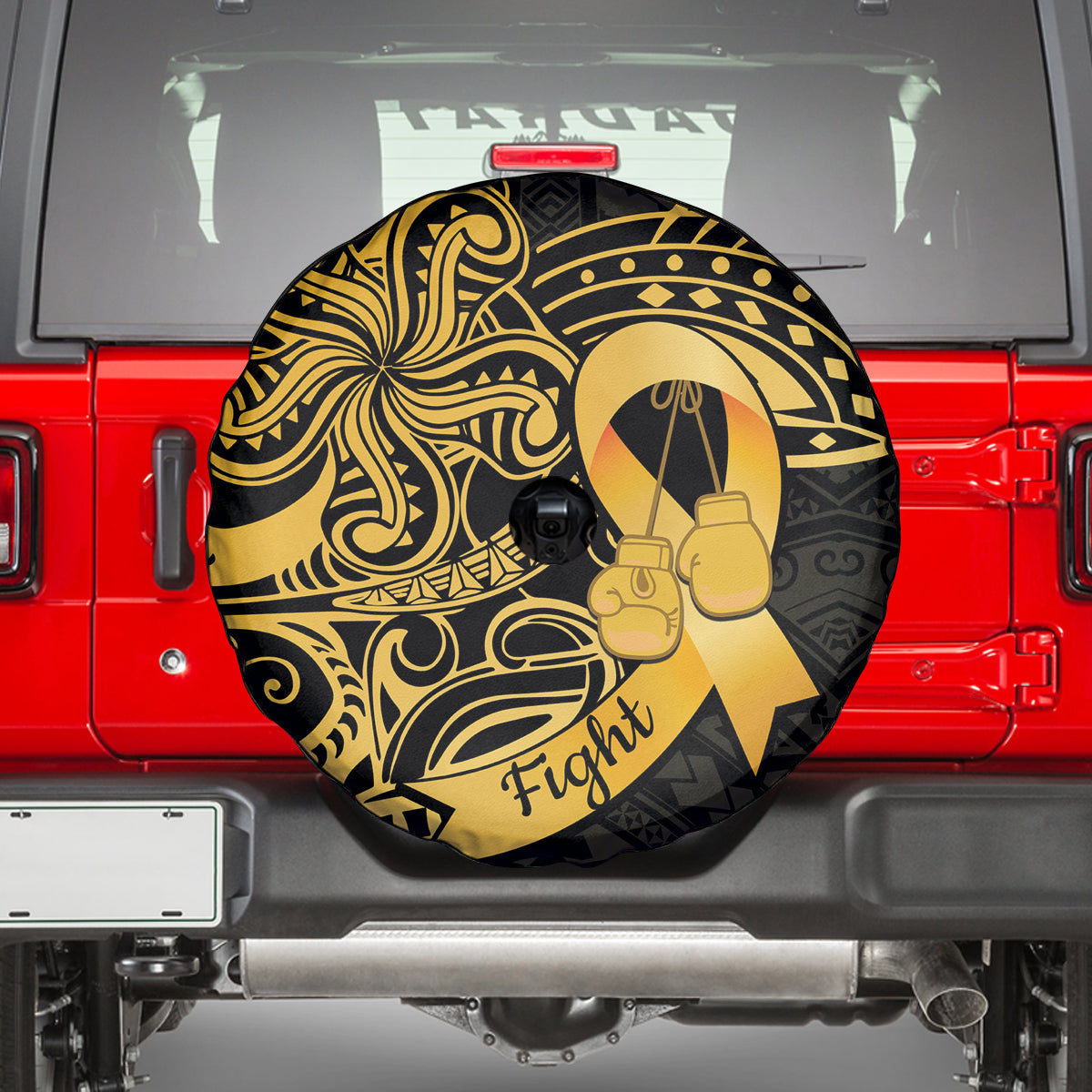 Polynesia Bone Cancer Awareness Spare Tire Cover Fight Warriors LT14 - Polynesian Pride