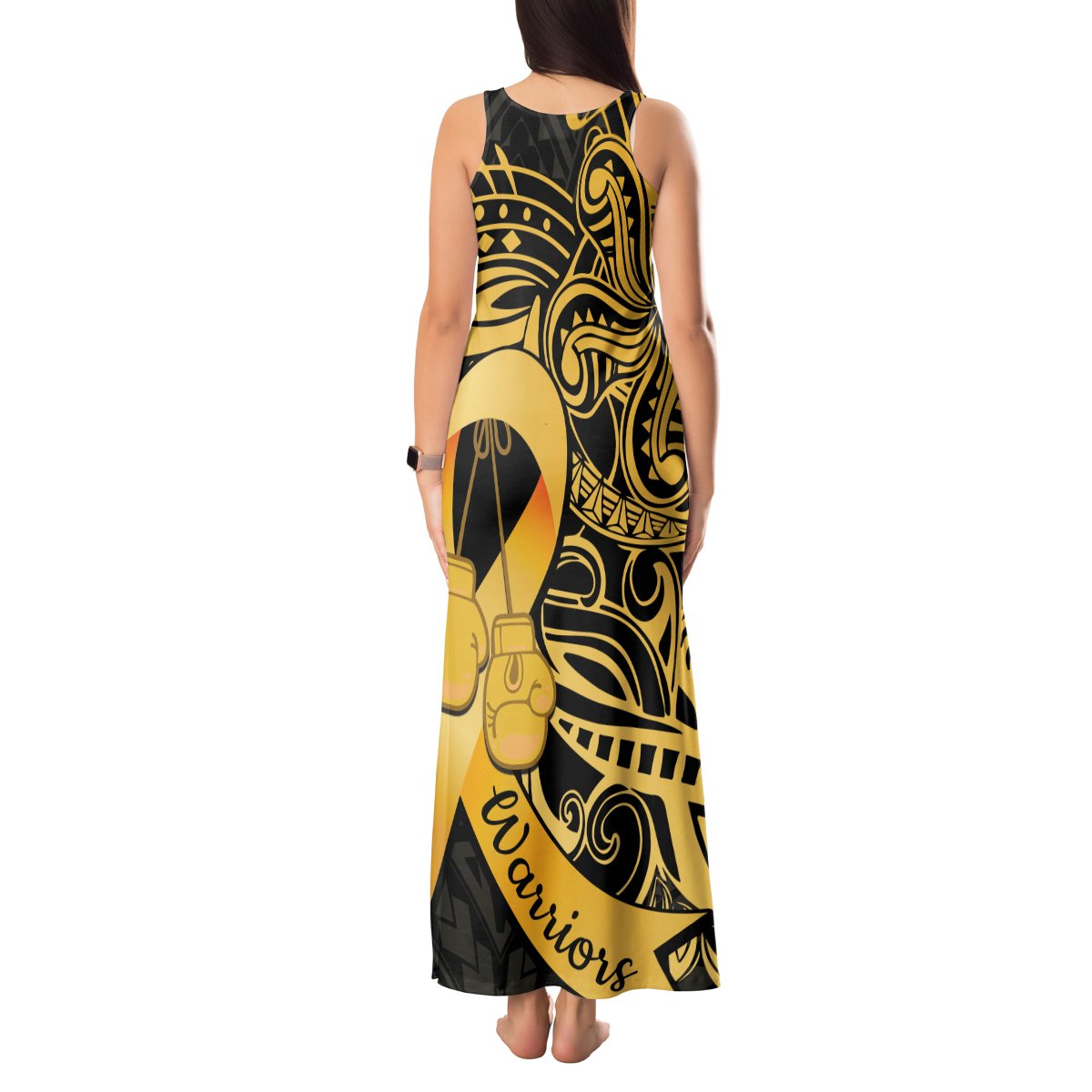 Polynesia Bone Cancer Awareness Tank Maxi Dress Fight Warriors LT14 - Polynesian Pride