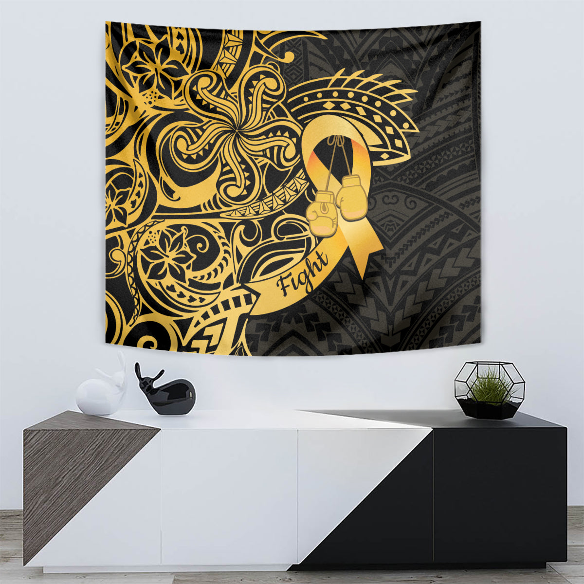 Polynesia Bone Cancer Awareness Tapestry Fight Warriors LT14 - Polynesian Pride