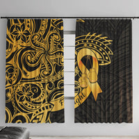 Polynesia Bone Cancer Awareness Window Curtain Fight Warriors LT14 With Hooks Black - Polynesian Pride
