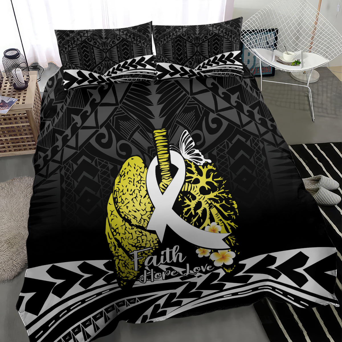 Polynesia World Lung Cancer Day Bedding Set Faith Hope Love LT14 - Polynesian Pride