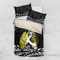 Polynesia World Lung Cancer Day Bedding Set Faith Hope Love LT14 US Twin 172cm x 218cm Black - Polynesian Pride