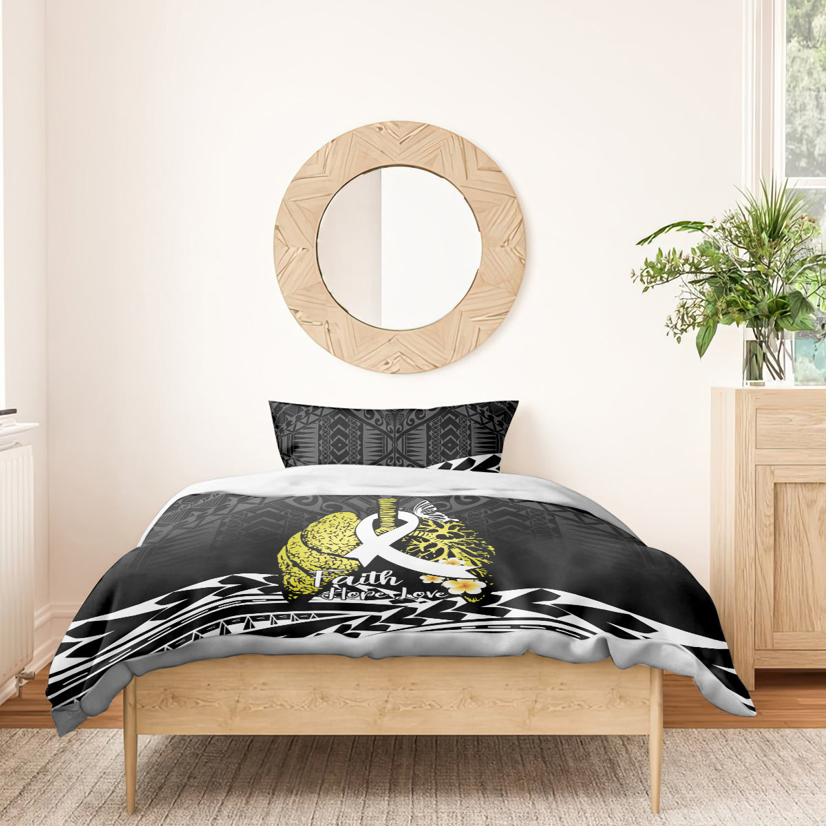 Polynesia World Lung Cancer Day Bedding Set Faith Hope Love LT14 - Polynesian Pride