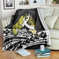 Polynesia World Lung Cancer Day Blanket Faith Hope Love LT14 Black - Polynesian Pride