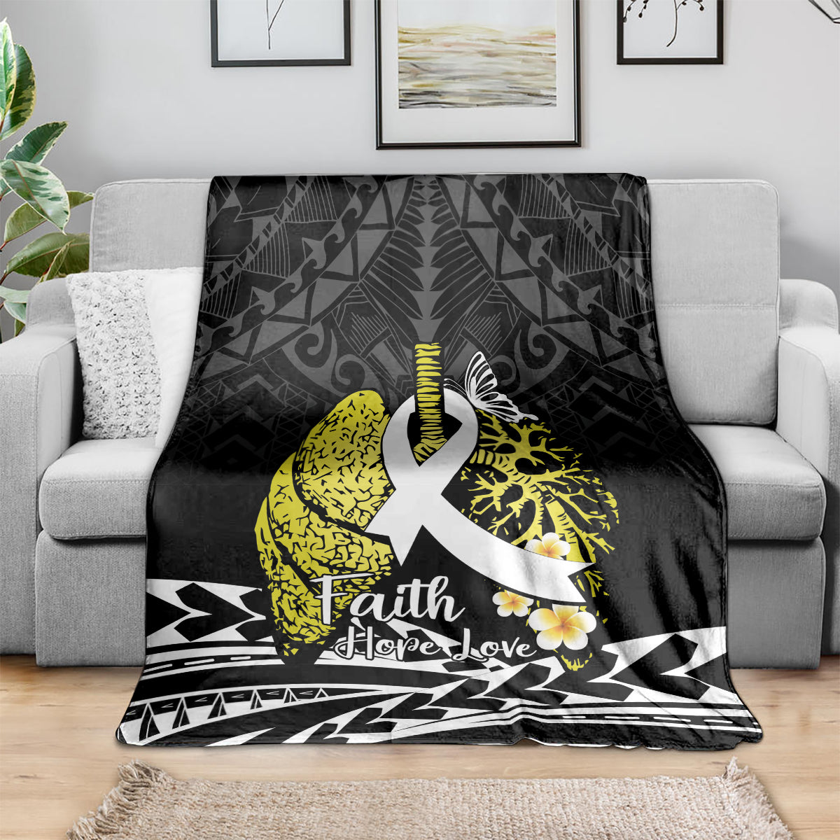 Polynesia World Lung Cancer Day Blanket Faith Hope Love LT14 - Polynesian Pride