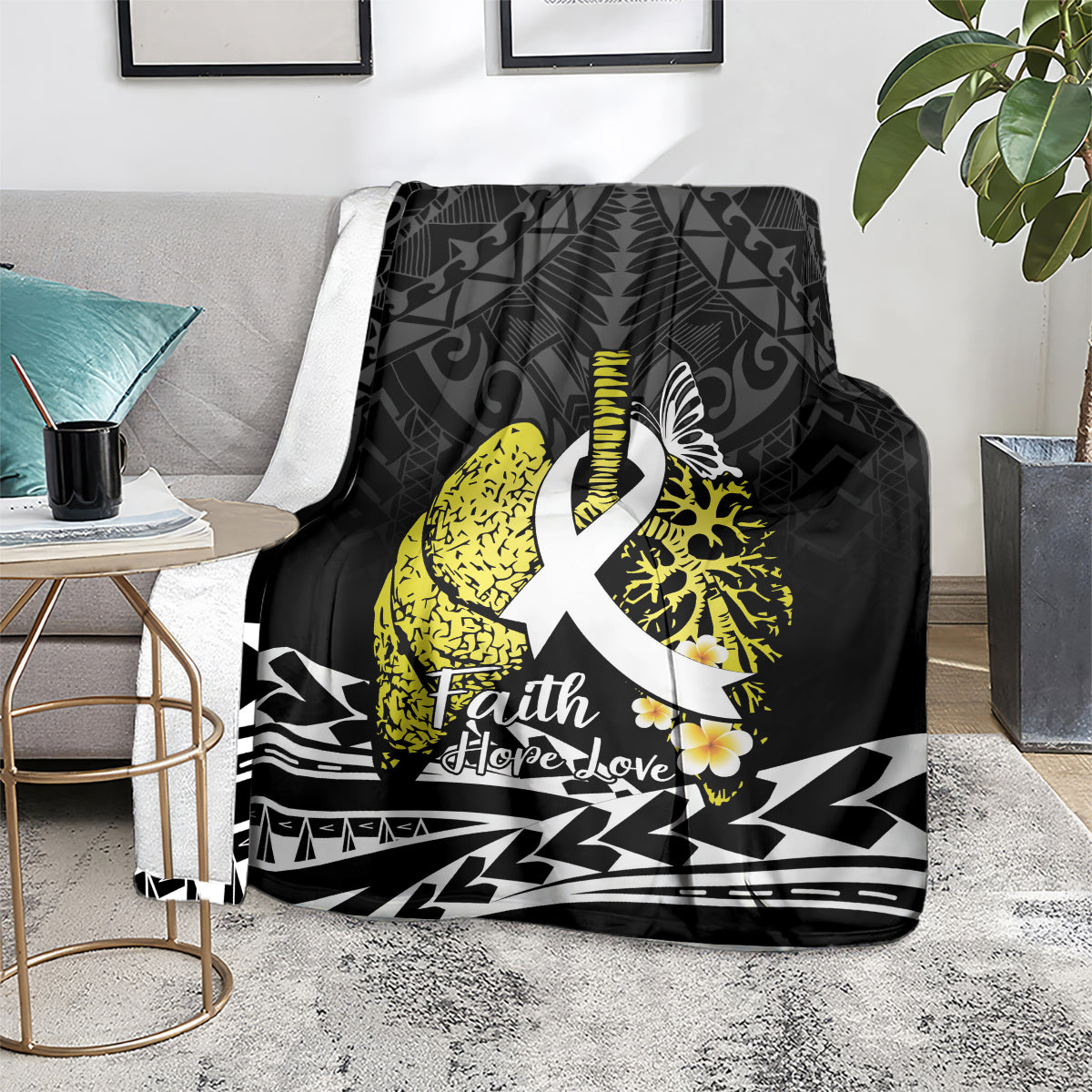 Polynesia World Lung Cancer Day Blanket Faith Hope Love LT14 - Polynesian Pride