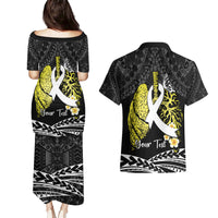 Personalised Polynesia World Lung Cancer Day Couples Matching Puletasi and Hawaiian Shirt Faith Hope Love