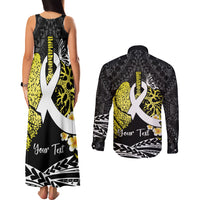 Personalised Polynesia World Lung Cancer Day Couples Matching Tank Maxi Dress and Long Sleeve Button Shirt Faith Hope Love