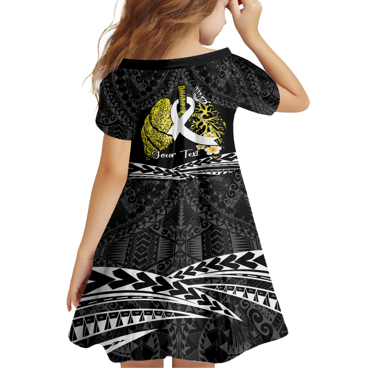 Personalised Polynesia World Lung Cancer Day Family Matching Off The Shoulder Long Sleeve Dress and Hawaiian Shirt Faith Hope Love LT14 - Polynesian Pride