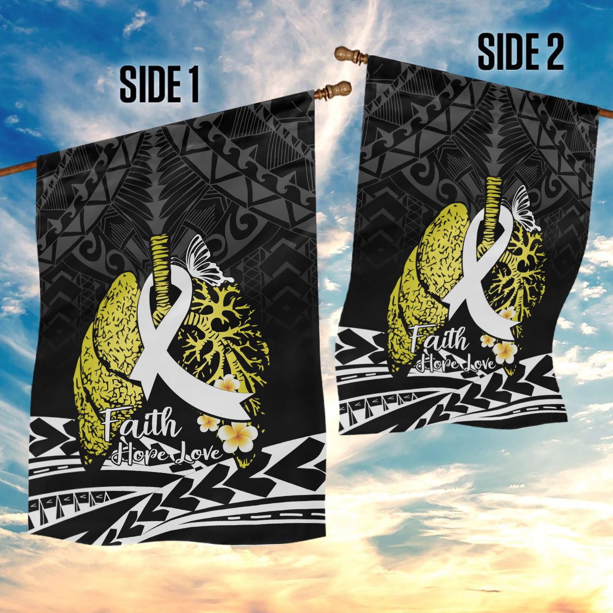 Polynesia World Lung Cancer Day Garden Flag Faith Hope Love LT14 - Polynesian Pride