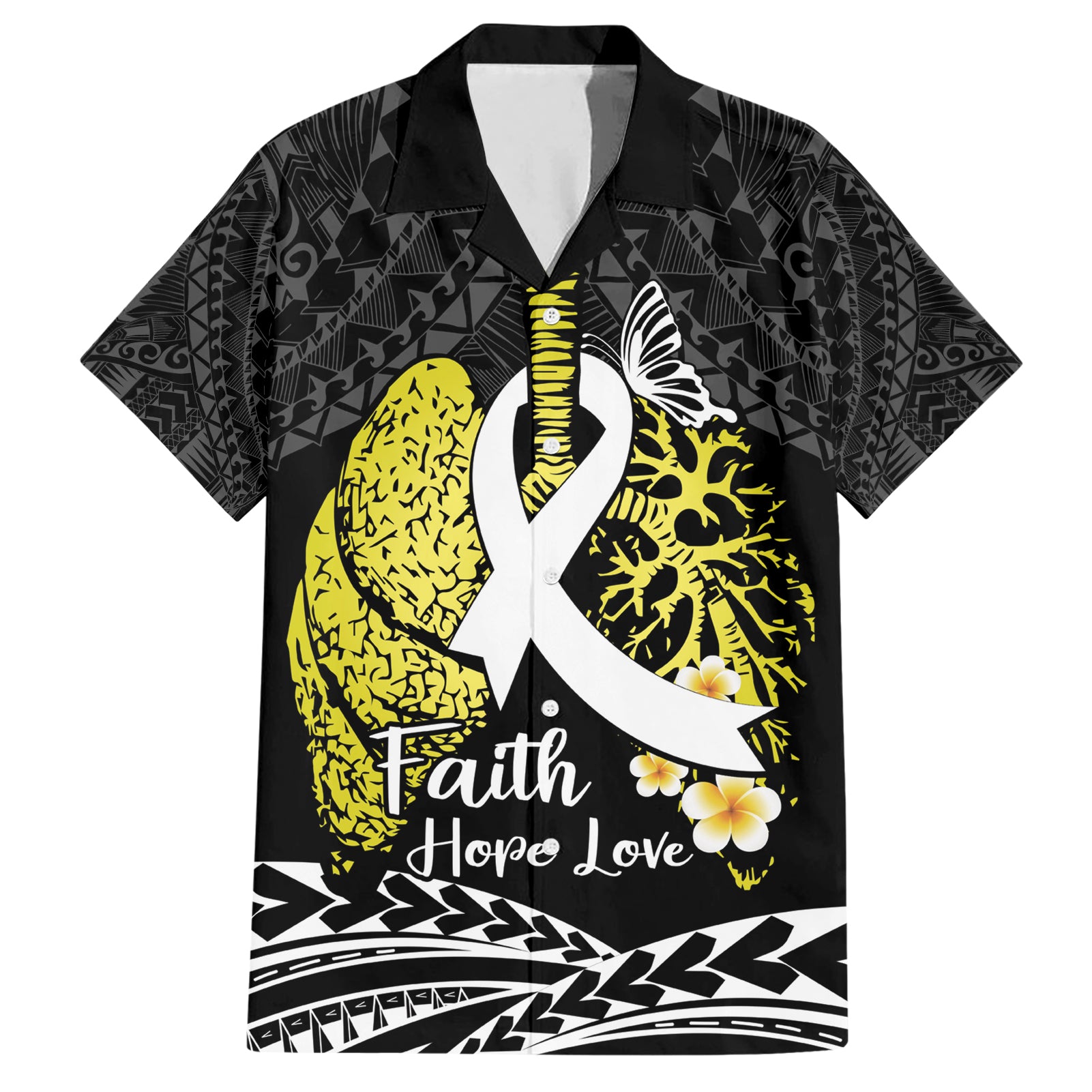 Personalised Polynesia World Lung Cancer Day Hawaiian Shirt Faith Hope Love