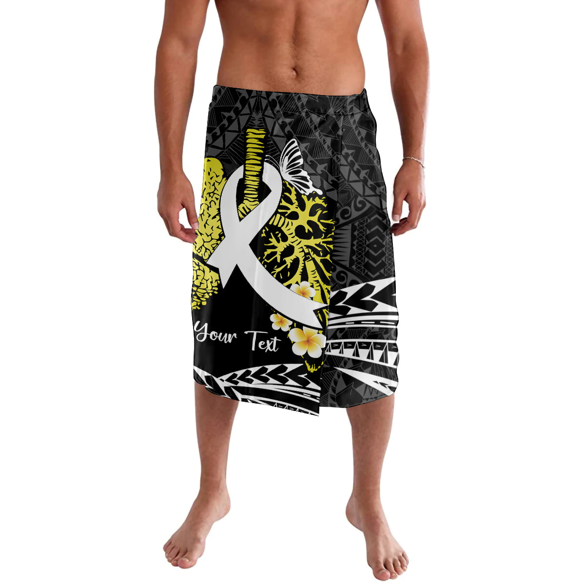 Personalised Polynesia World Lung Cancer Day Lavalava Faith Hope Love LT14 Black - Polynesian Pride