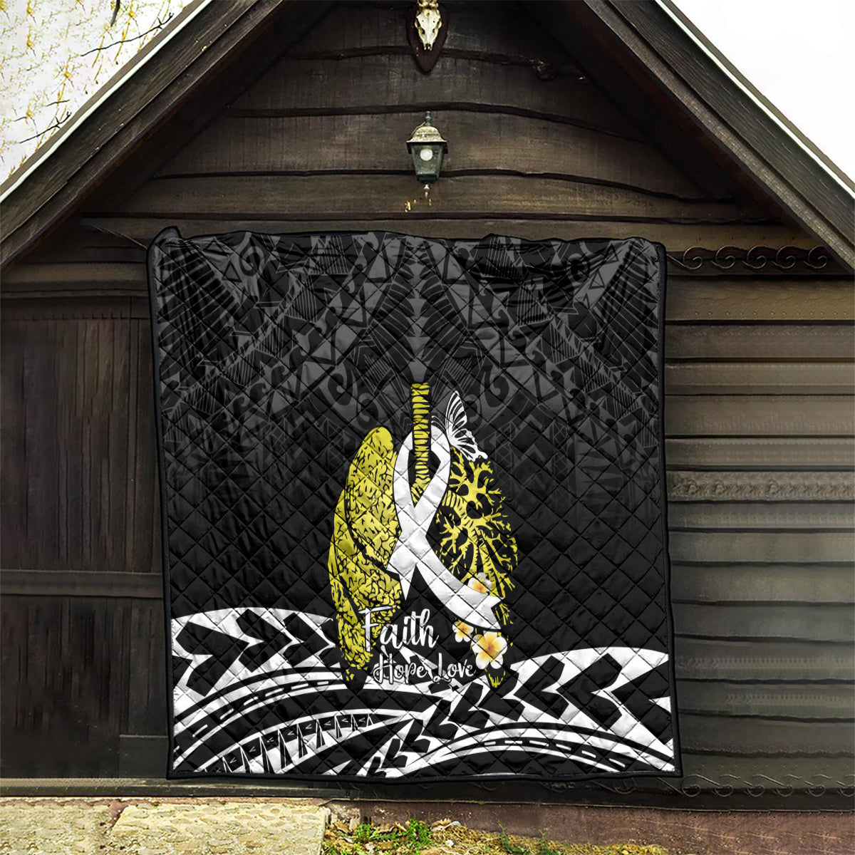 Polynesia World Lung Cancer Day Quilt Faith Hope Love