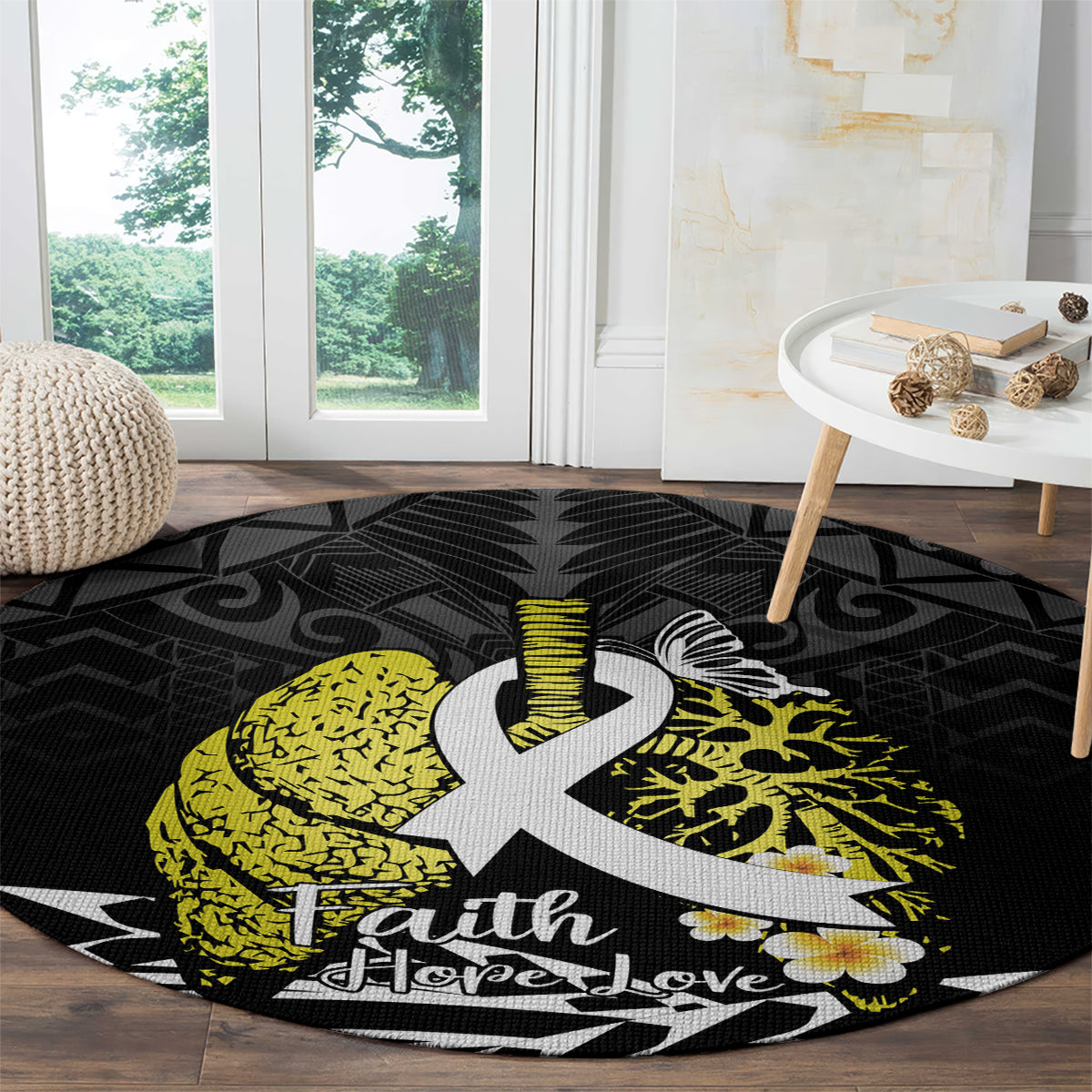 Polynesia World Lung Cancer Day Round Carpet Faith Hope Love