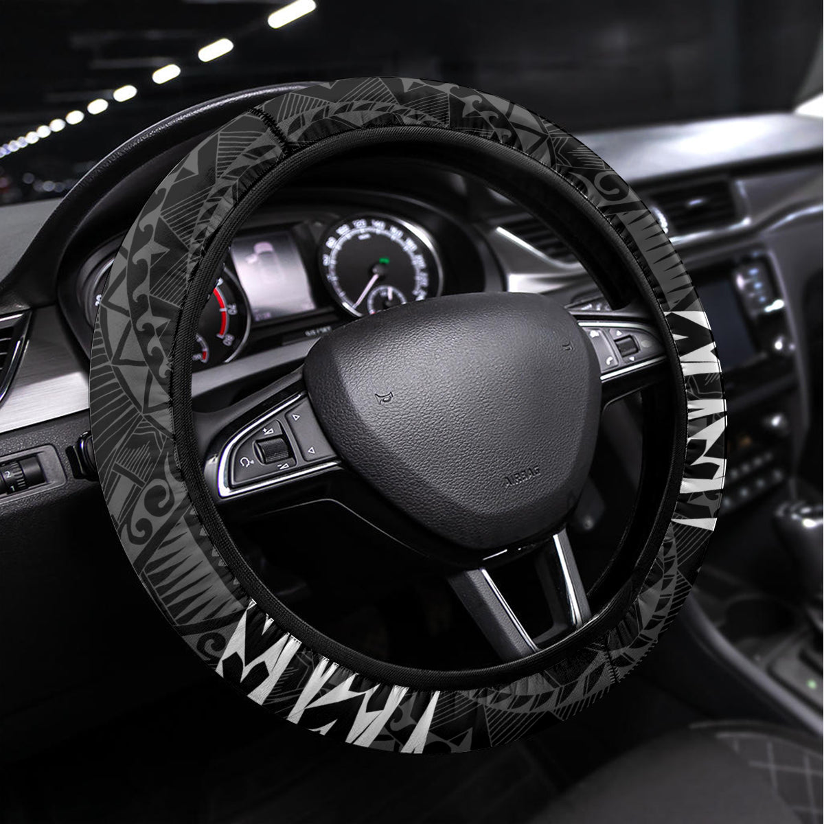 Polynesia World Lung Cancer Day Steering Wheel Cover Faith Hope Love LT14 Universal Fit Black - Polynesian Pride