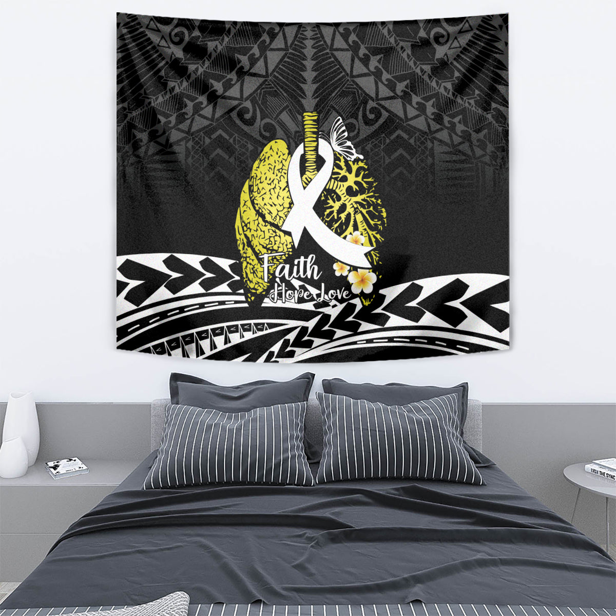 Polynesia World Lung Cancer Day Tapestry Faith Hope Love LT14 - Polynesian Pride