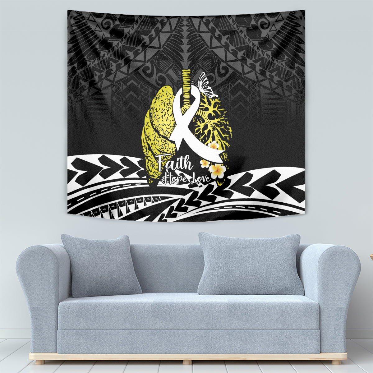 Polynesia World Lung Cancer Day Tapestry Faith Hope Love LT14 - Polynesian Pride
