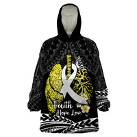 Personalised Polynesia World Lung Cancer Day Wearable Blanket Hoodie Faith Hope Love LT14 One Size Black - Polynesian Pride