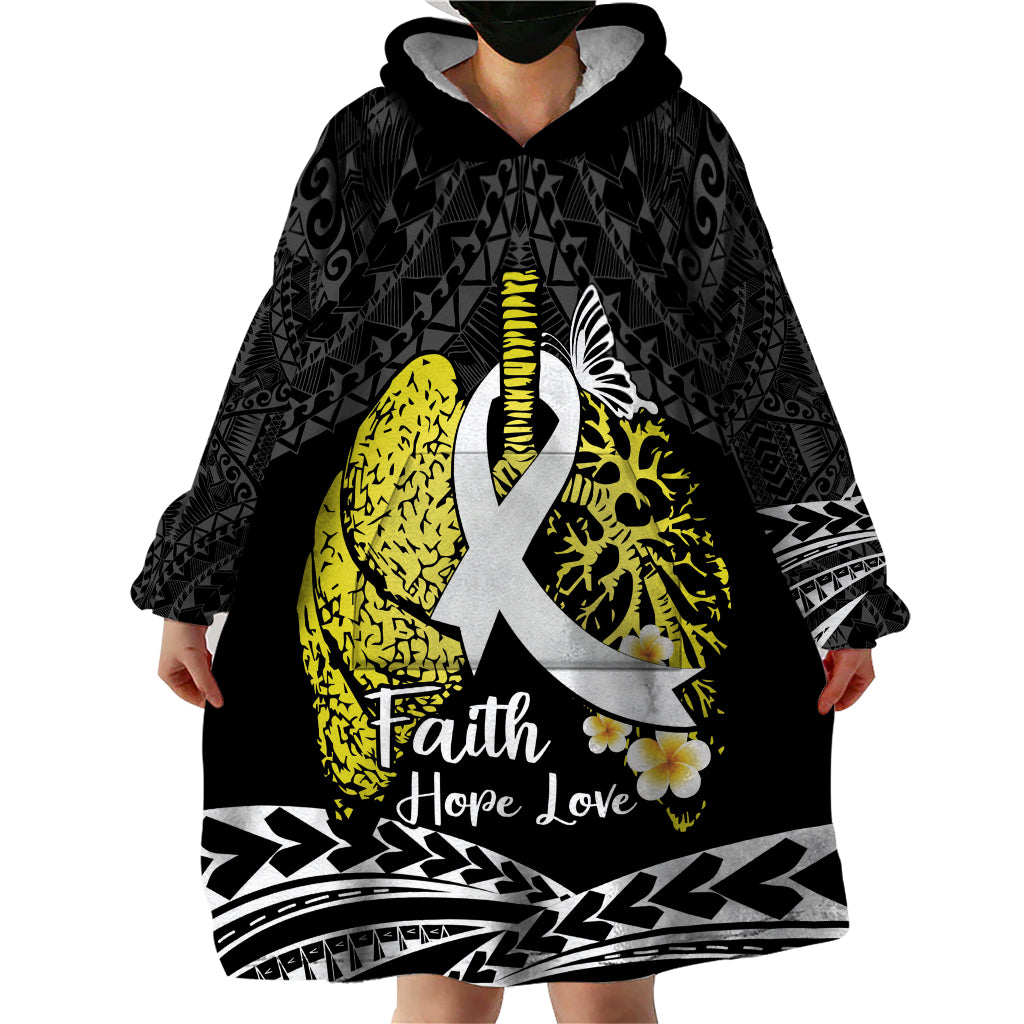 Personalised Polynesia World Lung Cancer Day Wearable Blanket Hoodie Faith Hope Love LT14 - Polynesian Pride