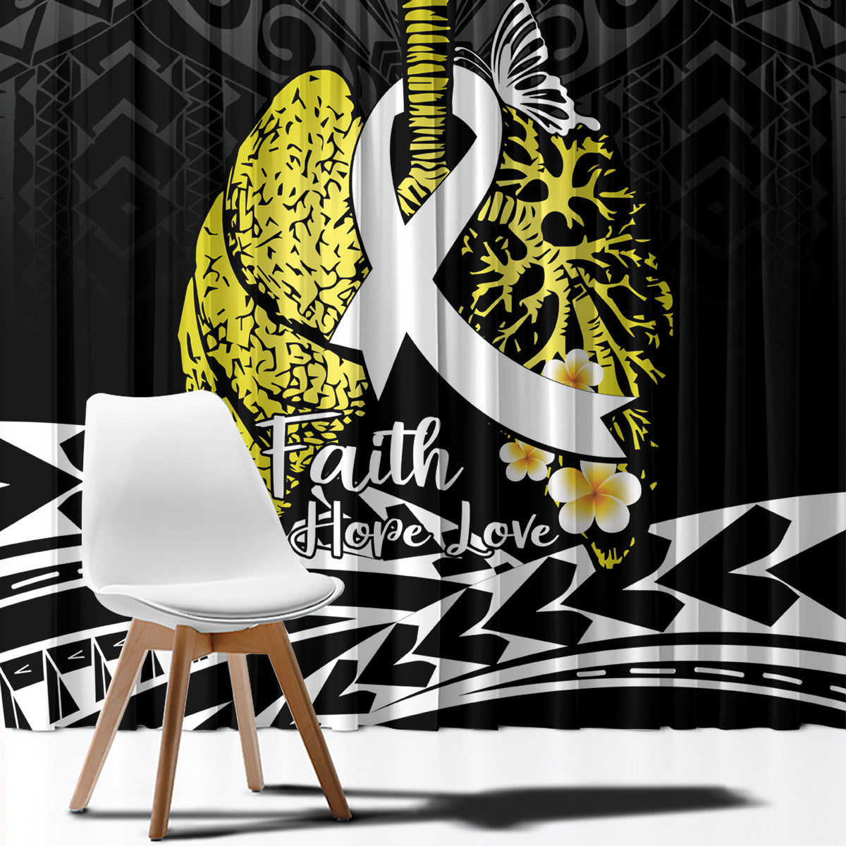 Polynesia World Lung Cancer Day Window Curtain Faith Hope Love LT14 - Polynesian Pride