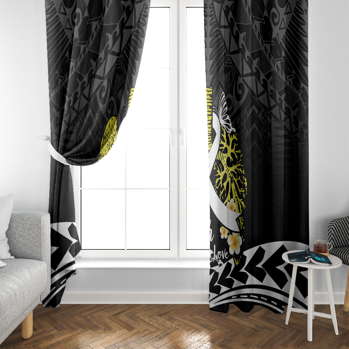 Polynesia World Lung Cancer Day Window Curtain Faith Hope Love LT14 - Polynesian Pride