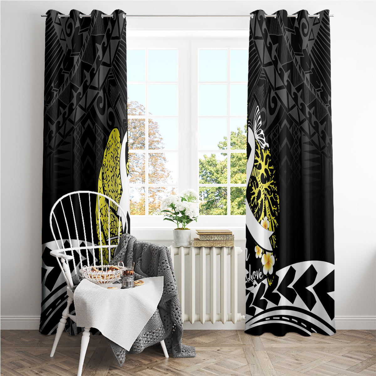 Polynesia World Lung Cancer Day Window Curtain Faith Hope Love LT14 - Polynesian Pride