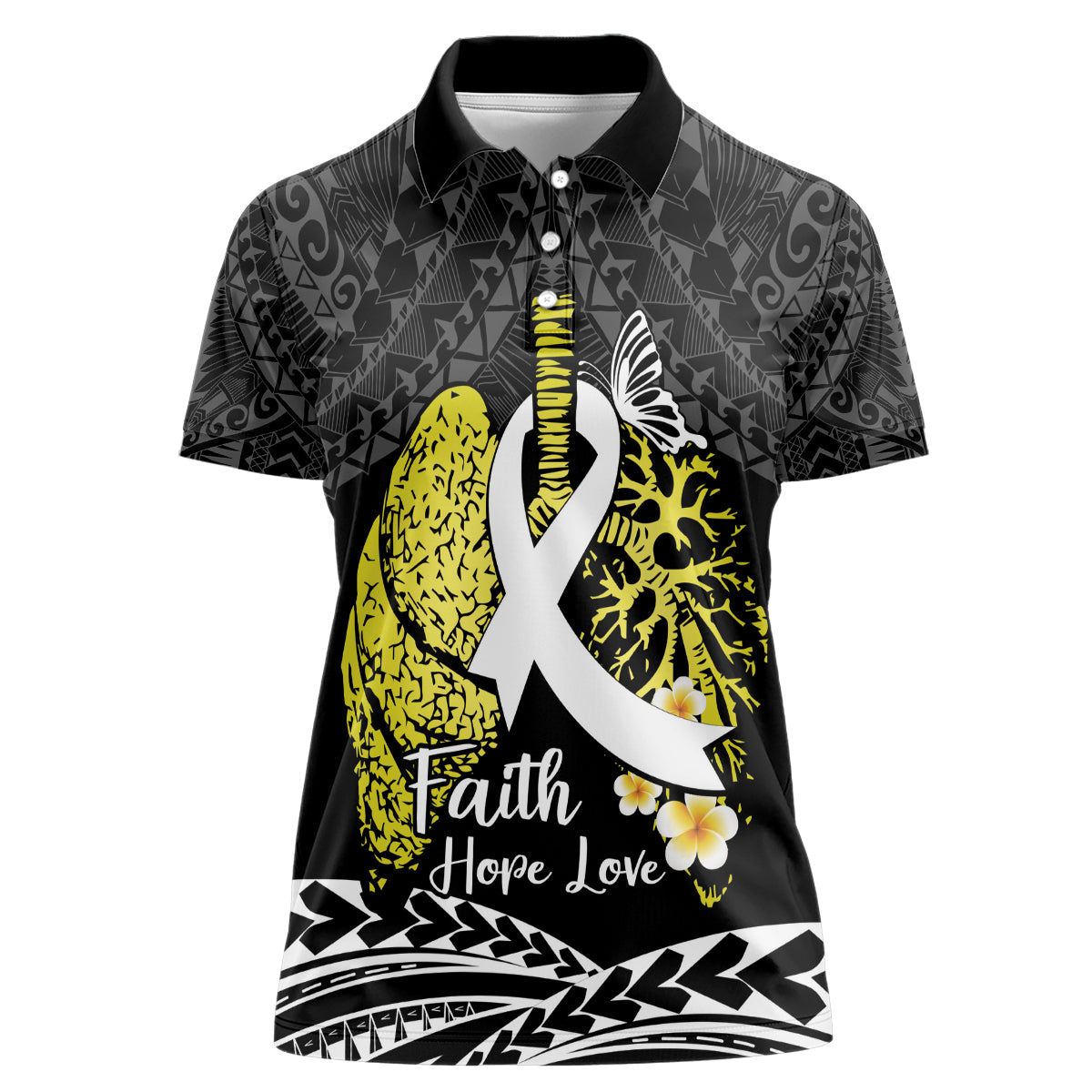 Personalised Polynesia World Lung Cancer Day Women Polo Shirt Faith Hope Love