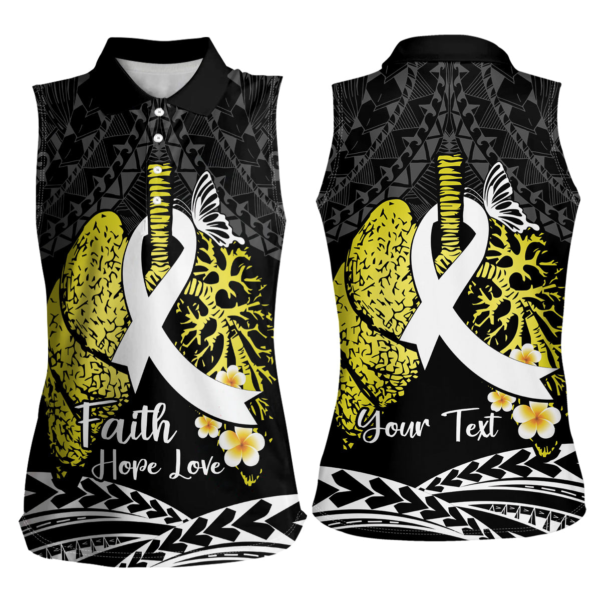 Personalised Polynesia World Lung Cancer Day Women Sleeveless Polo Shirt Faith Hope Love