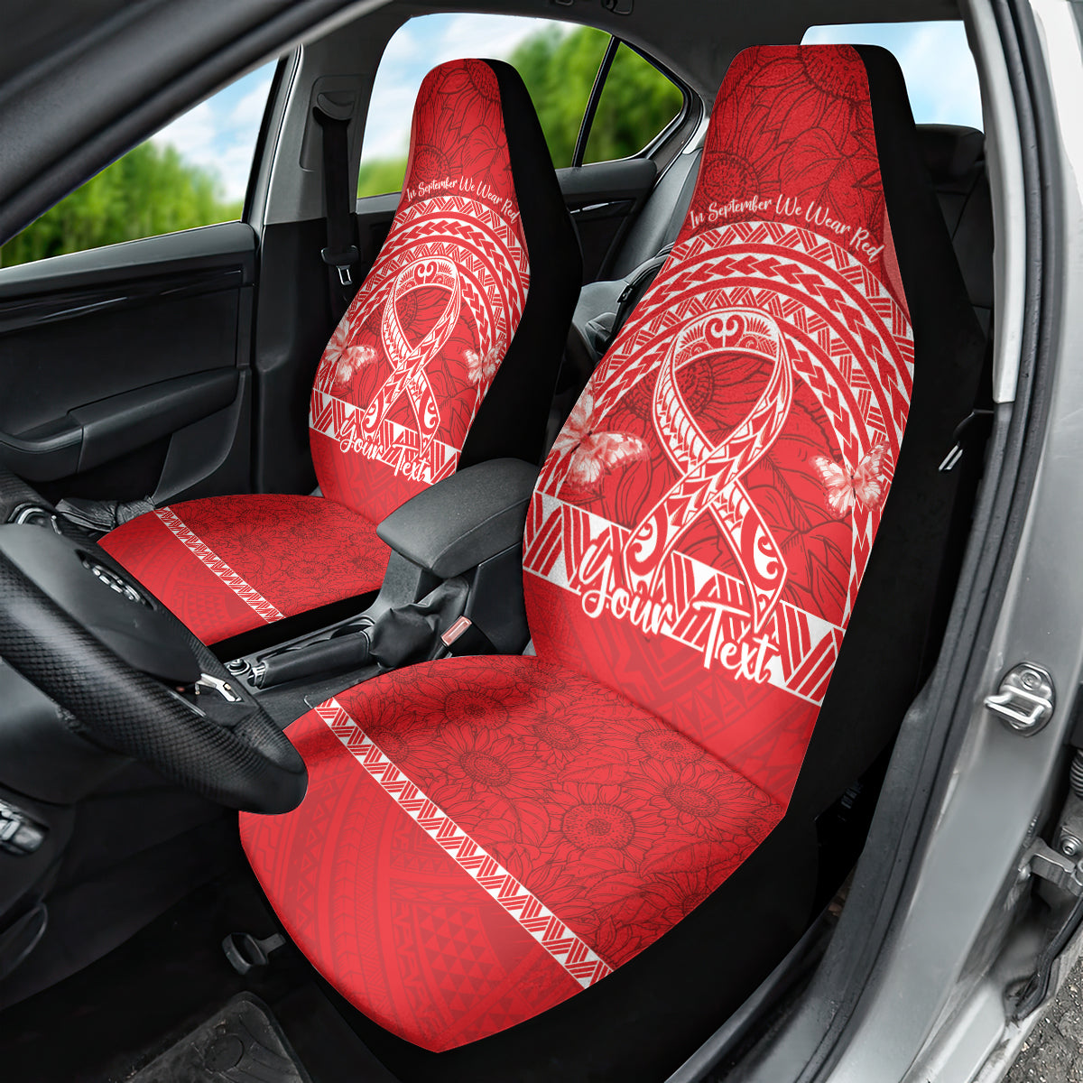 Personalised In September We Wear Red Car Seat Cover Polynesia Blood Cancer Awareness