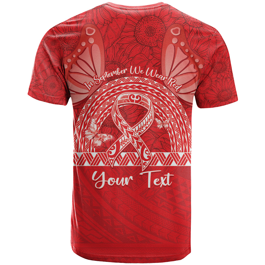 Personalised In September We Wear Red T Shirt Polynesia Blood Cancer Awareness