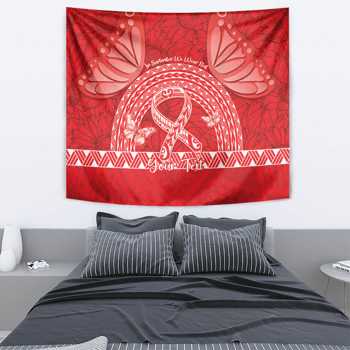 Personalised In September We Wear Red Tapestry Polynesia Blood Cancer Awareness LT14 - Polynesian Pride