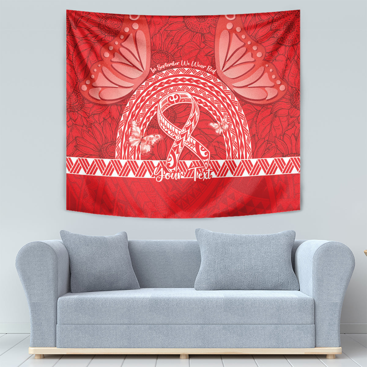 Personalised In September We Wear Red Tapestry Polynesia Blood Cancer Awareness LT14 - Polynesian Pride