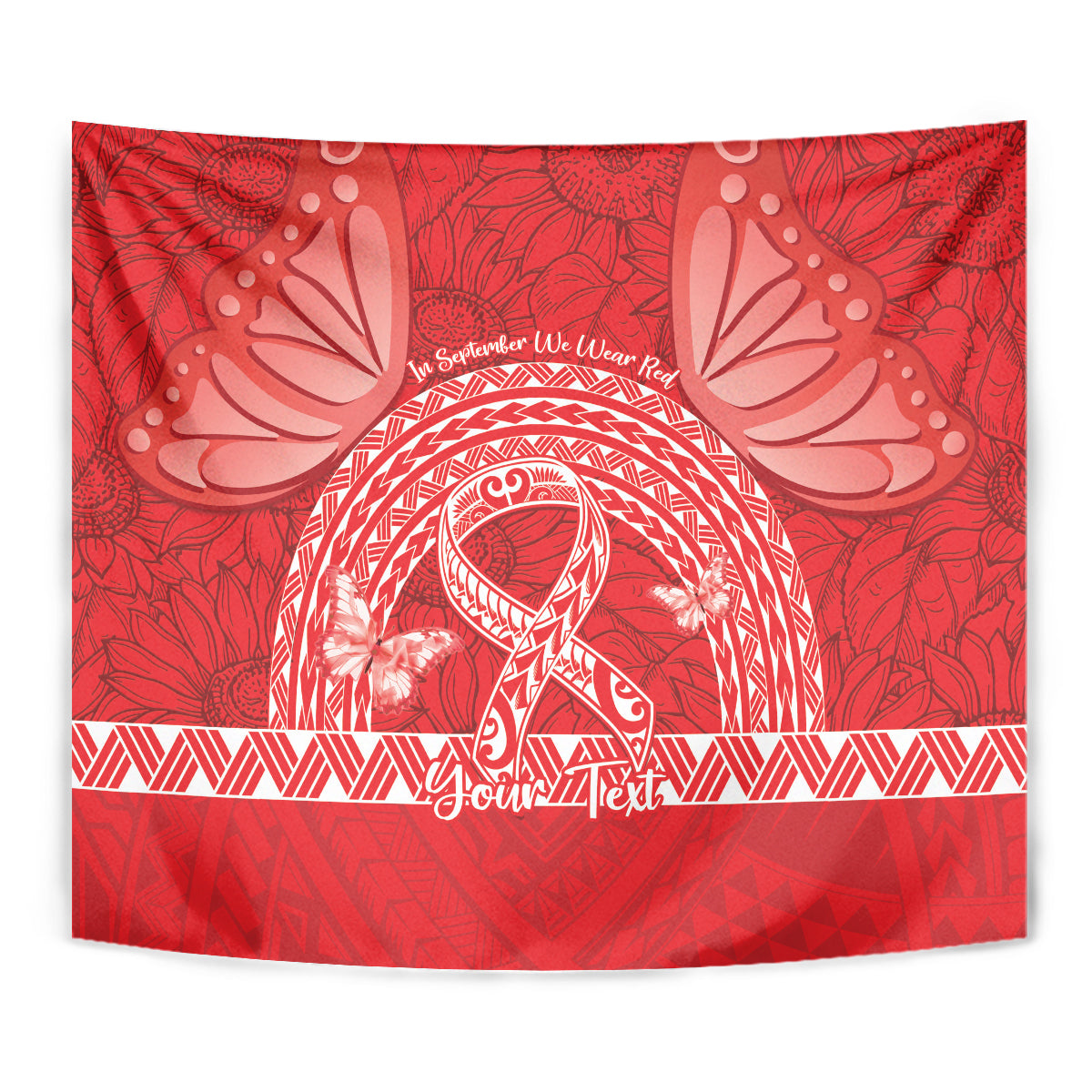 Personalised In September We Wear Red Tapestry Polynesia Blood Cancer Awareness LT14 - Polynesian Pride