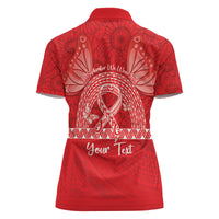 Personalised In September We Wear Red Women Polo Shirt Polynesia Blood Cancer Awareness