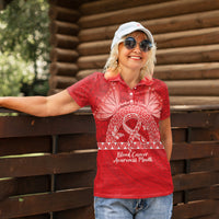Personalised In September We Wear Red Women Polo Shirt Polynesia Blood Cancer Awareness