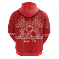 Personalised In September We Wear Red Zip Hoodie Polynesia Blood Cancer Awareness