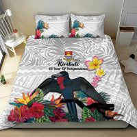 Kiribati Independence Day Bedding Set Frigatebird Mix Tropical Flowers - White Style LT14 - Polynesian Pride