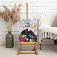 Kiribati Independence Day Canvas Wall Art Frigatebird Mix Tropical Flowers - White Style LT14 - Polynesian Pride