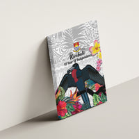 Kiribati Independence Day Canvas Wall Art Frigatebird Mix Tropical Flowers - White Style LT14 - Polynesian Pride
