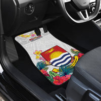 Kiribati Independence Day Car Mats Frigatebird Mix Tropical Flowers - White Style LT14 - Polynesian Pride