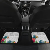 Kiribati Independence Day Car Mats Frigatebird Mix Tropical Flowers - White Style LT14 Set 2pcs - Back White - Polynesian Pride