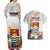 Kiribati Independence Day Couples Matching Off Shoulder Maxi Dress and Hawaiian Shirt Frigatebird Mix Tropical Flowers - White Style