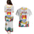 Kiribati Independence Day Couples Matching Puletasi and Hawaiian Shirt Frigatebird Mix Tropical Flowers - White Style