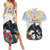 Kiribati Independence Day Couples Matching Summer Maxi Dress and Hawaiian Shirt Frigatebird Mix Tropical Flowers - White Style