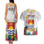 Kiribati Independence Day Couples Matching Tank Maxi Dress and Hawaiian Shirt Frigatebird Mix Tropical Flowers - White Style