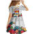 Kiribati Independence Day Family Matching Mermaid Dress and Hawaiian Shirt Frigatebird Mix Tropical Flowers - White Style