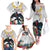 Kiribati Independence Day Family Matching Off The Shoulder Long Sleeve Dress and Hawaiian Shirt Frigatebird Mix Tropical Flowers - White Style