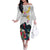 Kiribati Independence Day Family Matching Off The Shoulder Long Sleeve Dress and Hawaiian Shirt Frigatebird Mix Tropical Flowers - White Style