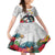 Kiribati Independence Day Family Matching Off Shoulder Short Dress and Hawaiian Shirt Frigatebird Mix Tropical Flowers - White Style