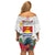 Kiribati Independence Day Family Matching Off Shoulder Short Dress and Hawaiian Shirt Frigatebird Mix Tropical Flowers - White Style